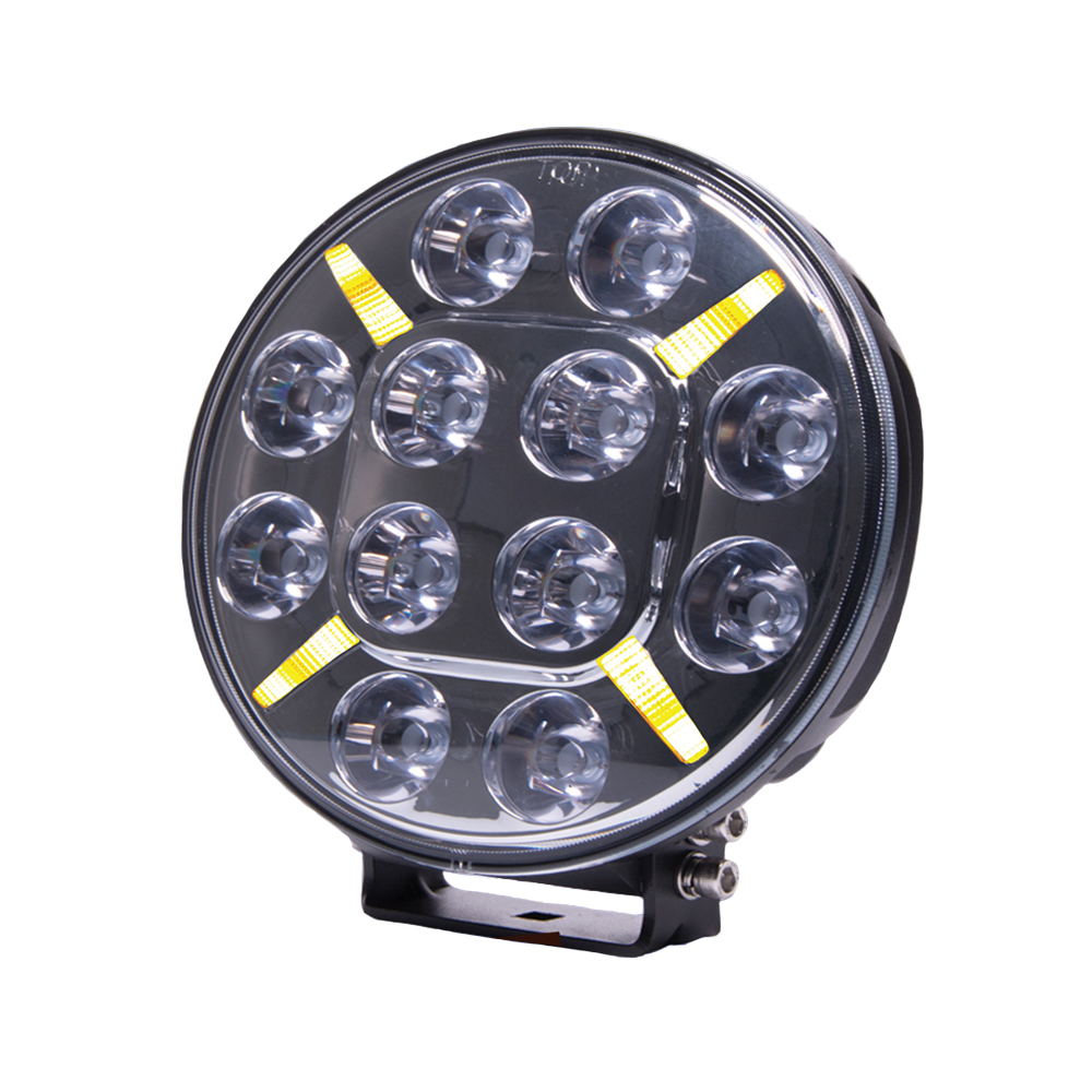 Round LED Spot Lamp with Amber or Clear Position Lamp – Front View – Amber – Part No 1001-1620